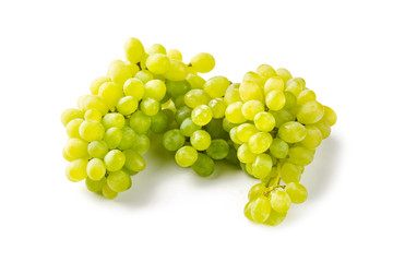 Fresh green grapes isolated on white background