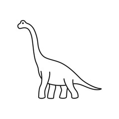 Brachiosaurus vector contour. Sauropod outline dinosaur. Diplodocus isolated