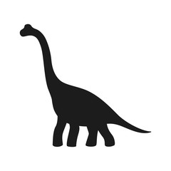 Brachiosaurus vector silhouette. Sauropod dinosaur. Diplodocus black silhouette isolated