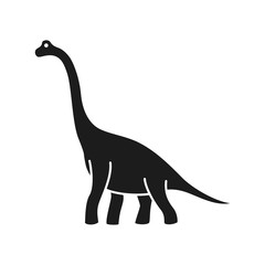 Brachiosaurus vector silhouette. Sauropod dinosaur. Diplodocus black silhouette isolated