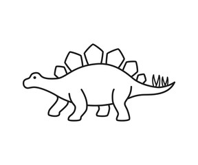 Stegosaurus vector contour silhouette. Dinosaur stegosaurus black contour isolated