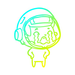 cold gradient line drawing cartoon crying astronaut