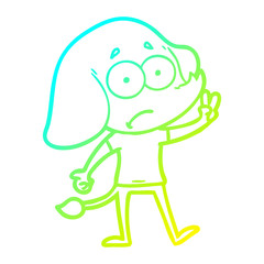 cold gradient line drawing cartoon unsure elephant