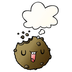 cartoon cookie and thought bubble in smooth gradient style