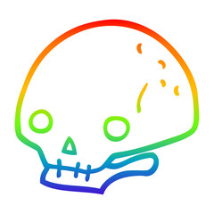 rainbow gradient line drawing cartoon spooky skull