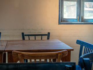 Wooden tables and chairs