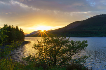 Beautiful Loch Leven in sunset , Glencoe , Scotland