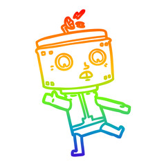 rainbow gradient line drawing cartoon robot