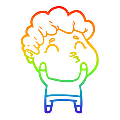 rainbow gradient line drawing cartoon man pouting