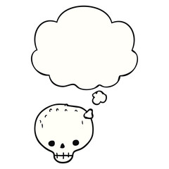 cartoon skull and thought bubble