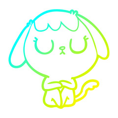 cold gradient line drawing cute cartoon dog