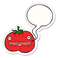 cartoon tomato and speech bubble sticker