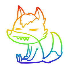 rainbow gradient line drawing angry wolf cartoon