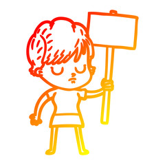 warm gradient line drawing cartoon woman