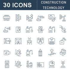 Set Vector Line Icons of Construction Technology