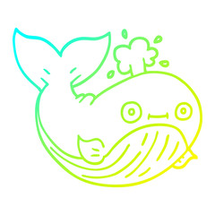 cold gradient line drawing cartoon sea whale