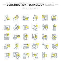 Fototapeta na wymiar Set Vector Line Icons of Construction Technology