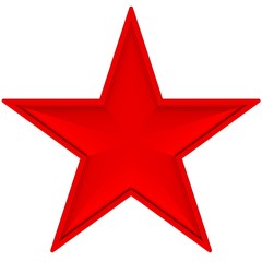 Red star isolated on white background.
