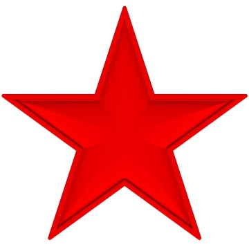Red star isolated on white background.