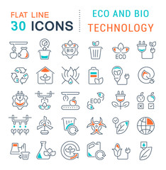 Set Vector Line Icons of Eco and Bio Technology