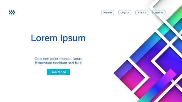 Abstract Colorful Landing Webpage Template. Minimal Geometric Background. Aspect Ratio 16:9. EPS 10 Format.