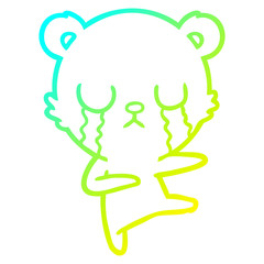 cold gradient line drawing crying polar bear cartoon