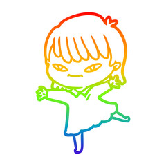 rainbow gradient line drawing cartoon woman