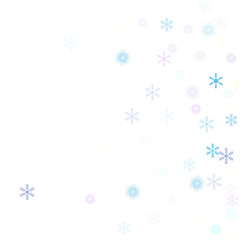 Falling down snow confetti, snowflake vector border. Festive winter, Christmas, New Year sale background. Cold weather, winter storm, scatter texture. Hipster snowfall falling snowflakes cool confetti