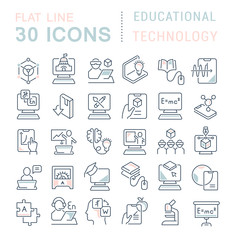 Set Vector Line Icons of Educational Technology