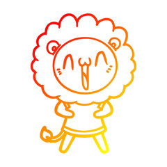 warm gradient line drawing happy cartoon lion