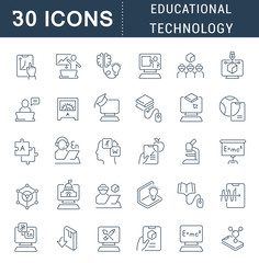 Set Vector Line Icons of Educational Technology