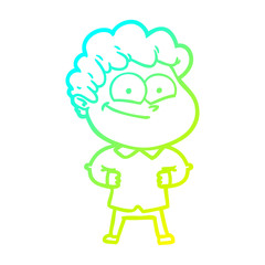 cold gradient line drawing cartoon happy man