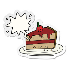 cartoon cake and speech bubble sticker