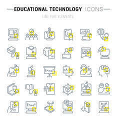 Fototapeta na wymiar Set Vector Line Icons of Educational Technology