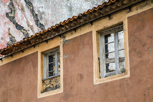 Windows in the town of Maia on Sao Miguel Island, Azores archipelago