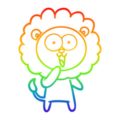 rainbow gradient line drawing happy cartoon lion