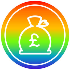 money sack circular in rainbow spectrum