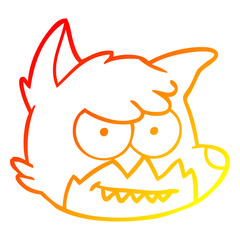 warm gradient line drawing cartoon fox face