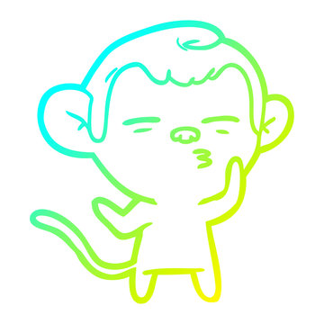 recommend clip art: cold gradient line drawing cartoon suspicious monkey
