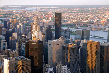 aerial view over Manhattan skyline
