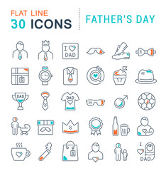 Set Vector Line Icons of Father's Day