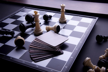 Sample of wood materials on chess board. 3