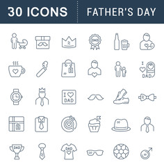 Set Vector Line Icons of Father's Day