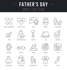 Set Vector Line Icons of Father's Day