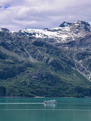 Cloudy skies over mountains in Glacier Bay