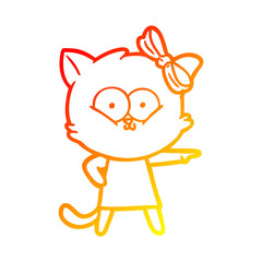 warm gradient line drawing cartoon cat