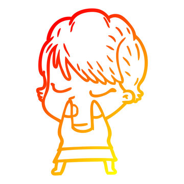 recommend clip art: warm gradient line drawing cartoon woman with eyes shut