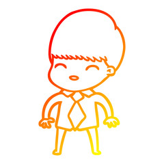 warm gradient line drawing happy cartoon boy