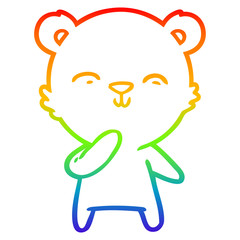 rainbow gradient line drawing happy cartoon bear