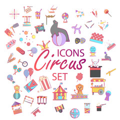 Circus, funny animals, set of vector icons, mesh